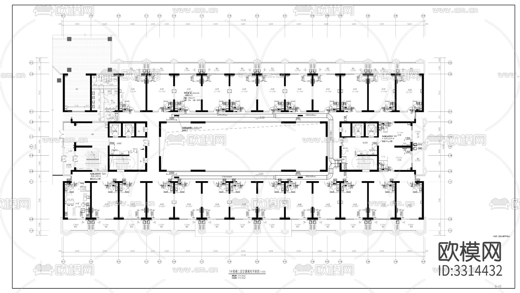 办公楼暖通图CAD施工图下载（渲染图7）