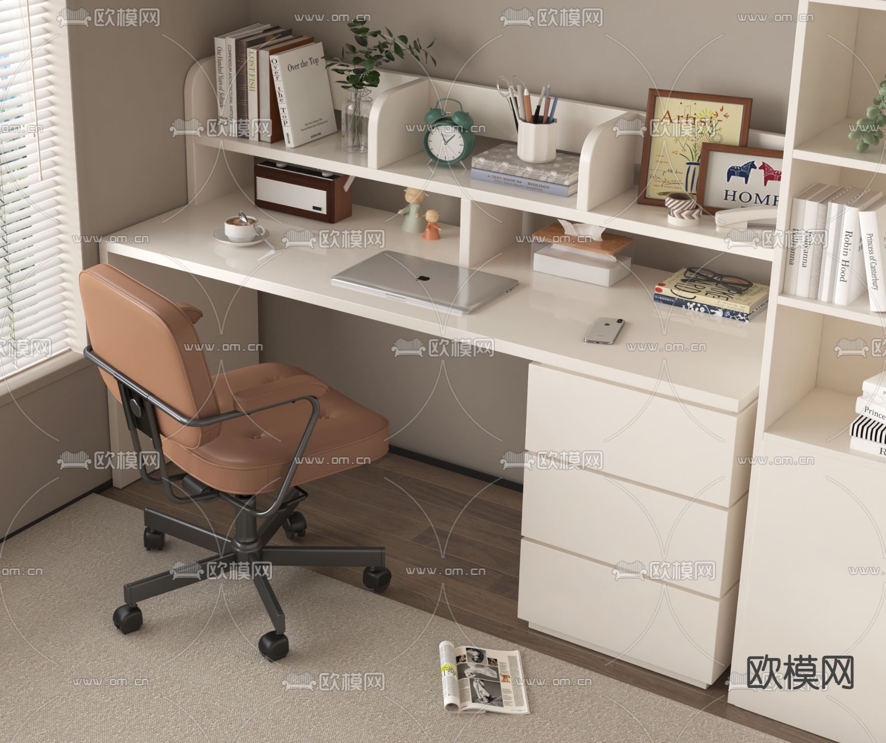 书桌椅 学习桌3d模型下载