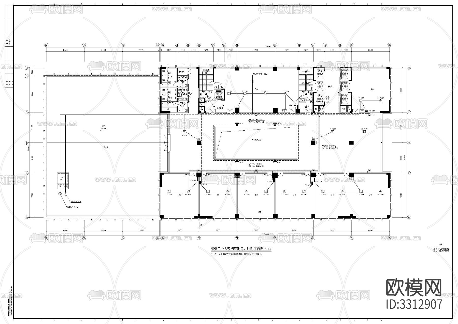 高层办公楼电气图下载（渲染图6）