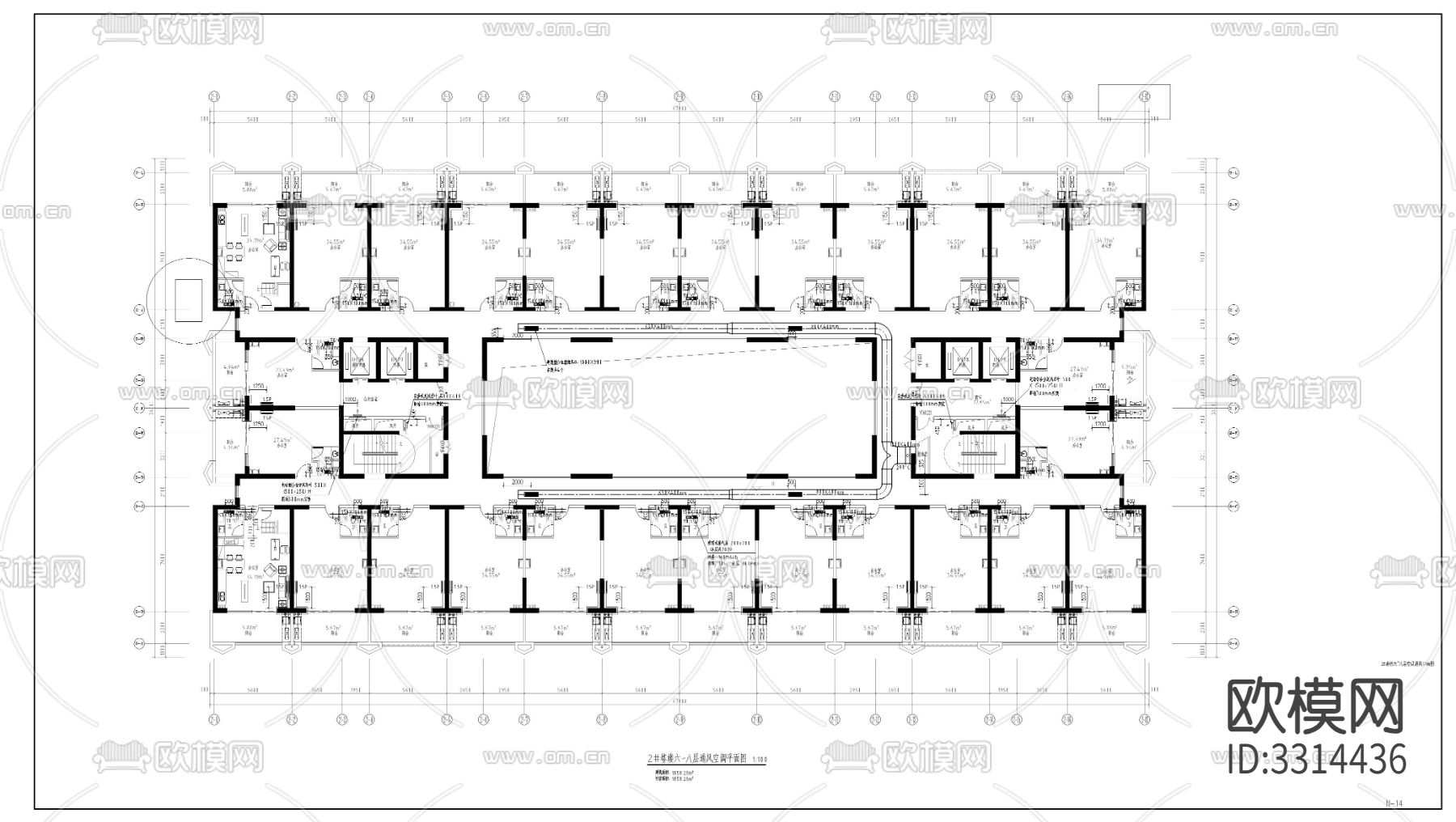高层办公楼暖通图CAD施工图下载（渲染图4）