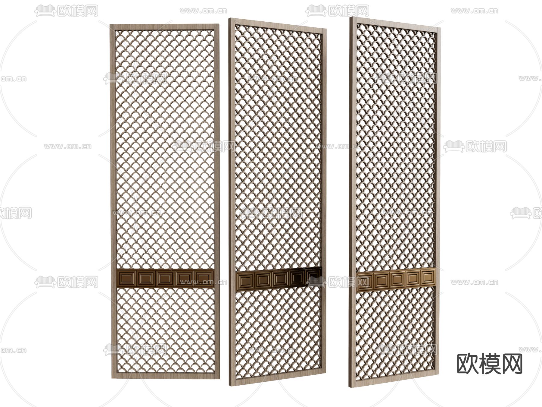 中式 花格屏风su模型下载（渲染图2）