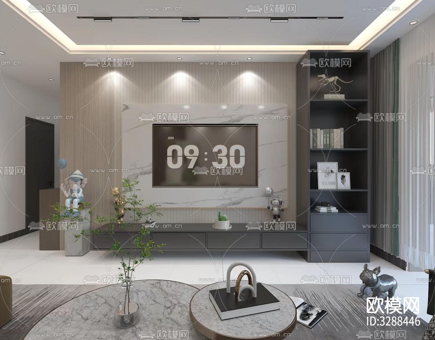 现代客餐厅装修效果图下载（渲染图4）