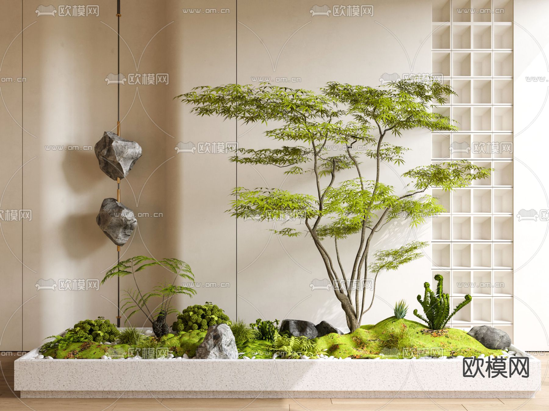 苔藓植物堆 花箱 花坛su模型下载（渲染图1）