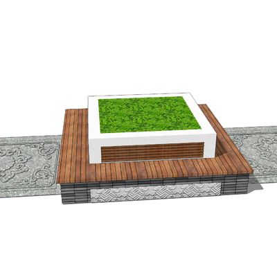  坐凳方形树池椅su模型 