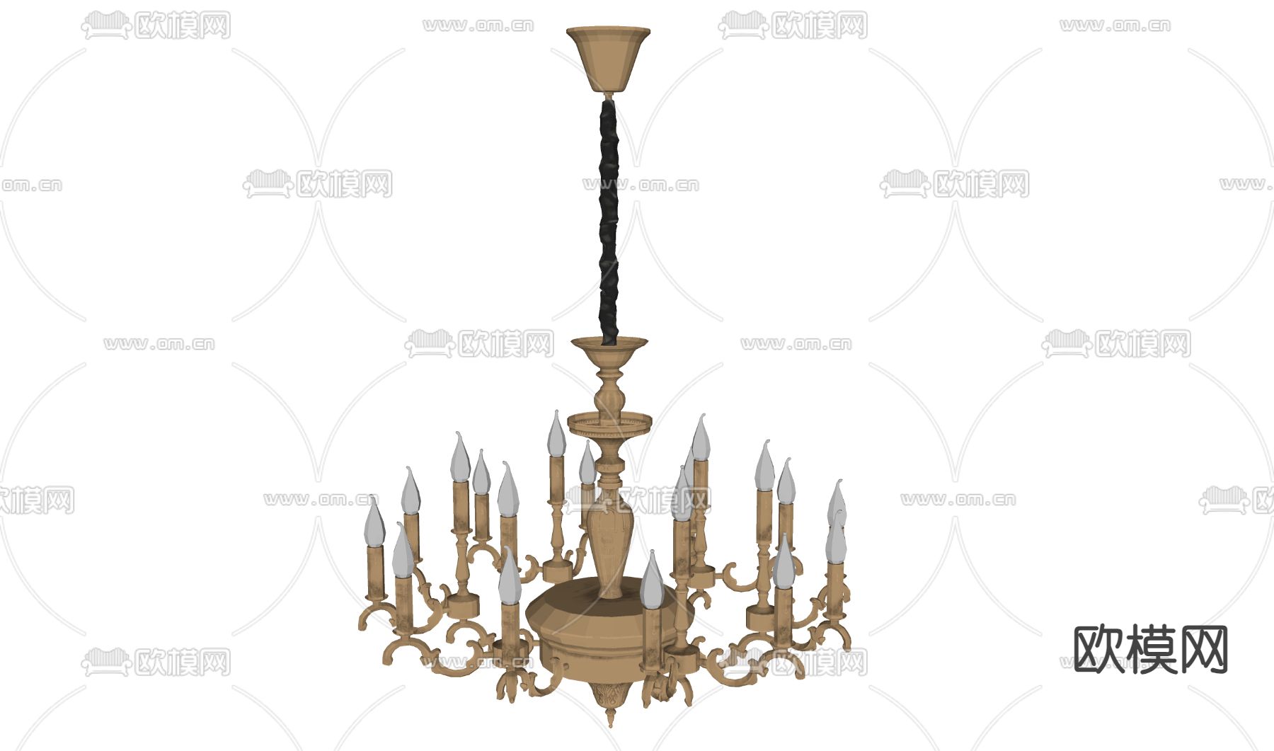 欧式吊灯 巴洛克吊灯su模型下载（渲染图2）