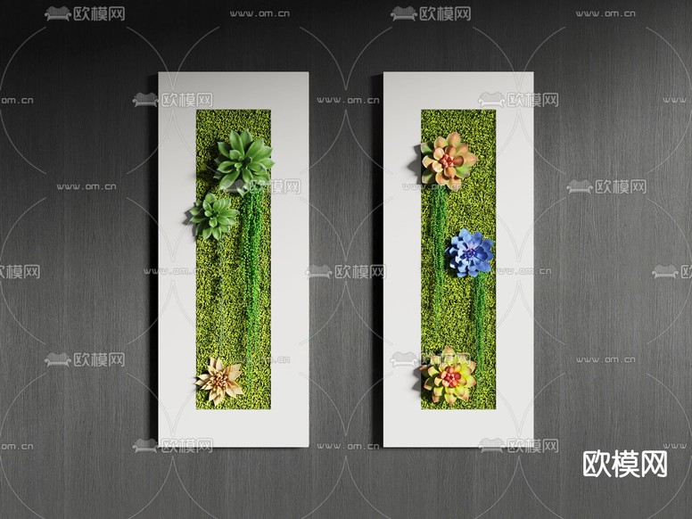 植物墙 苔藓挂画 植物画su模型下载(渲染图1)