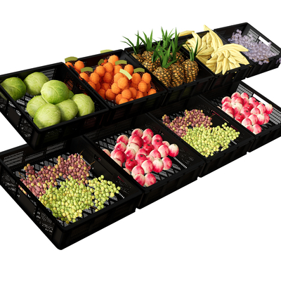  现代水果蔬菜 包菜空心菜su模型 