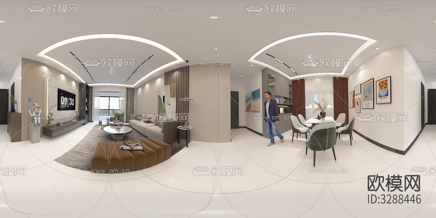 现代客餐厅装修效果图下载（渲染图3）