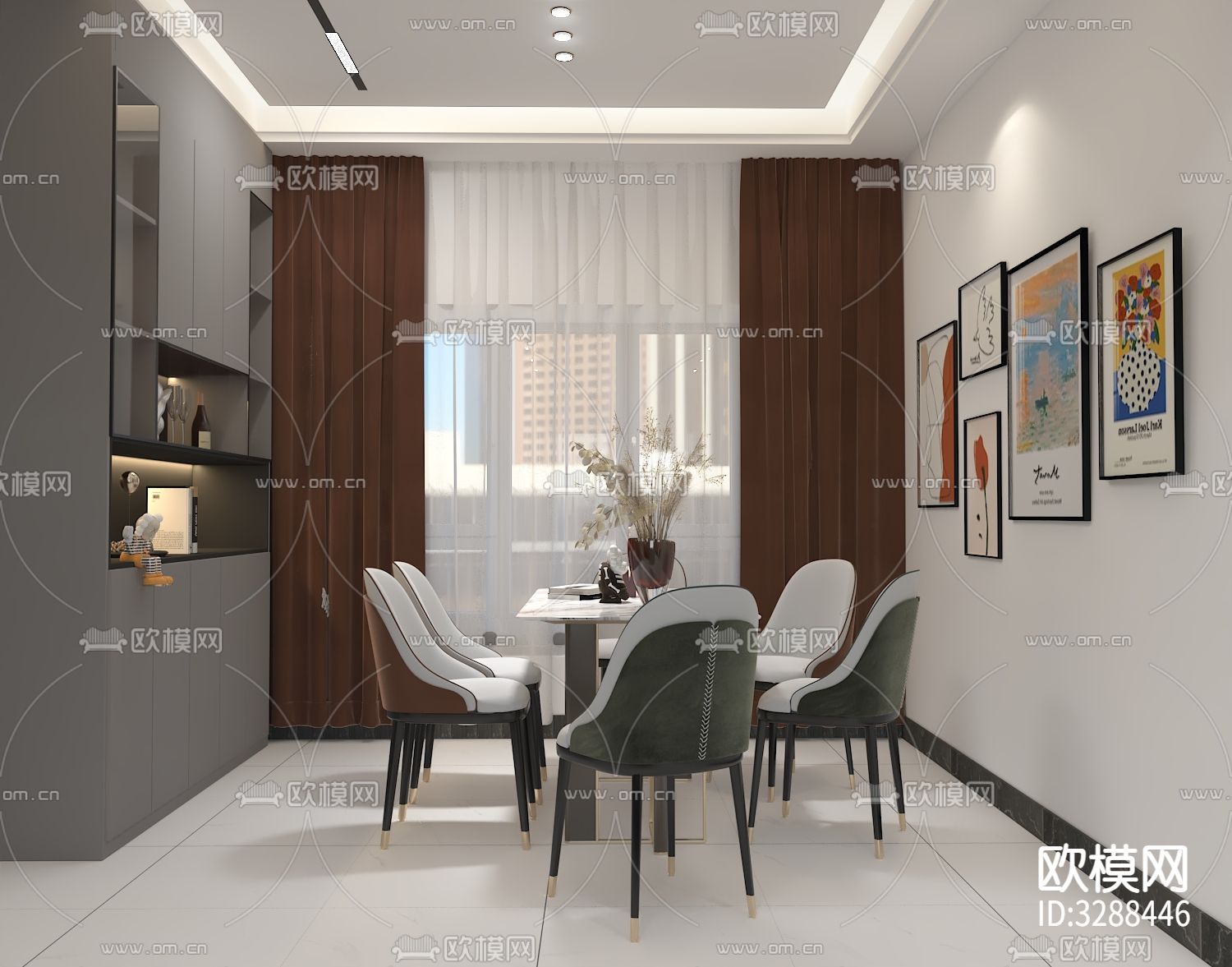 现代客餐厅装修效果图下载（渲染图2）
