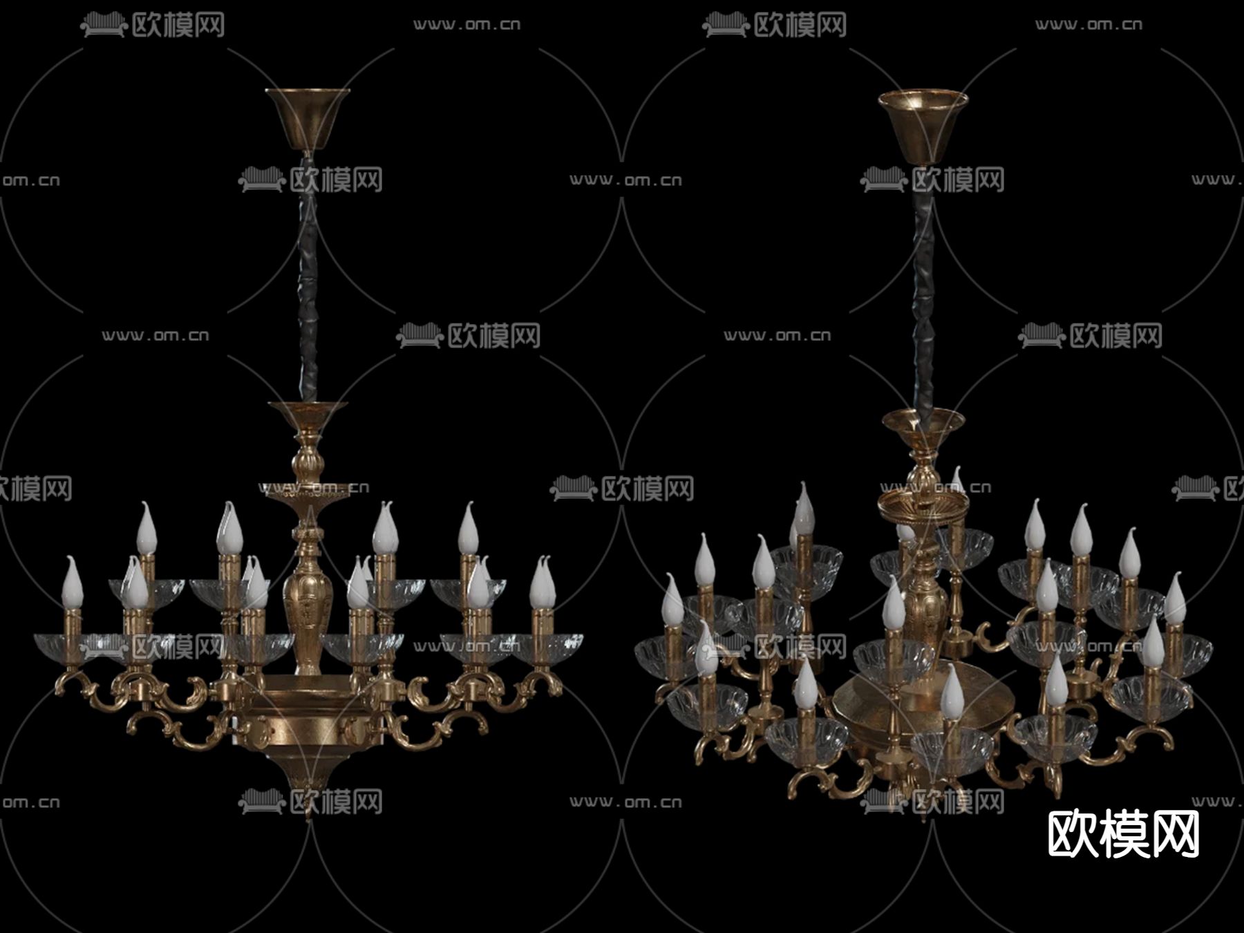 欧式吊灯 巴洛克吊灯su模型下载（渲染图1）