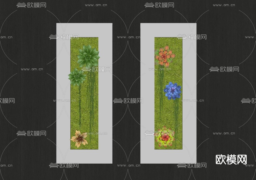植物墙 苔藓挂画 植物画su模型下载(渲染图2)