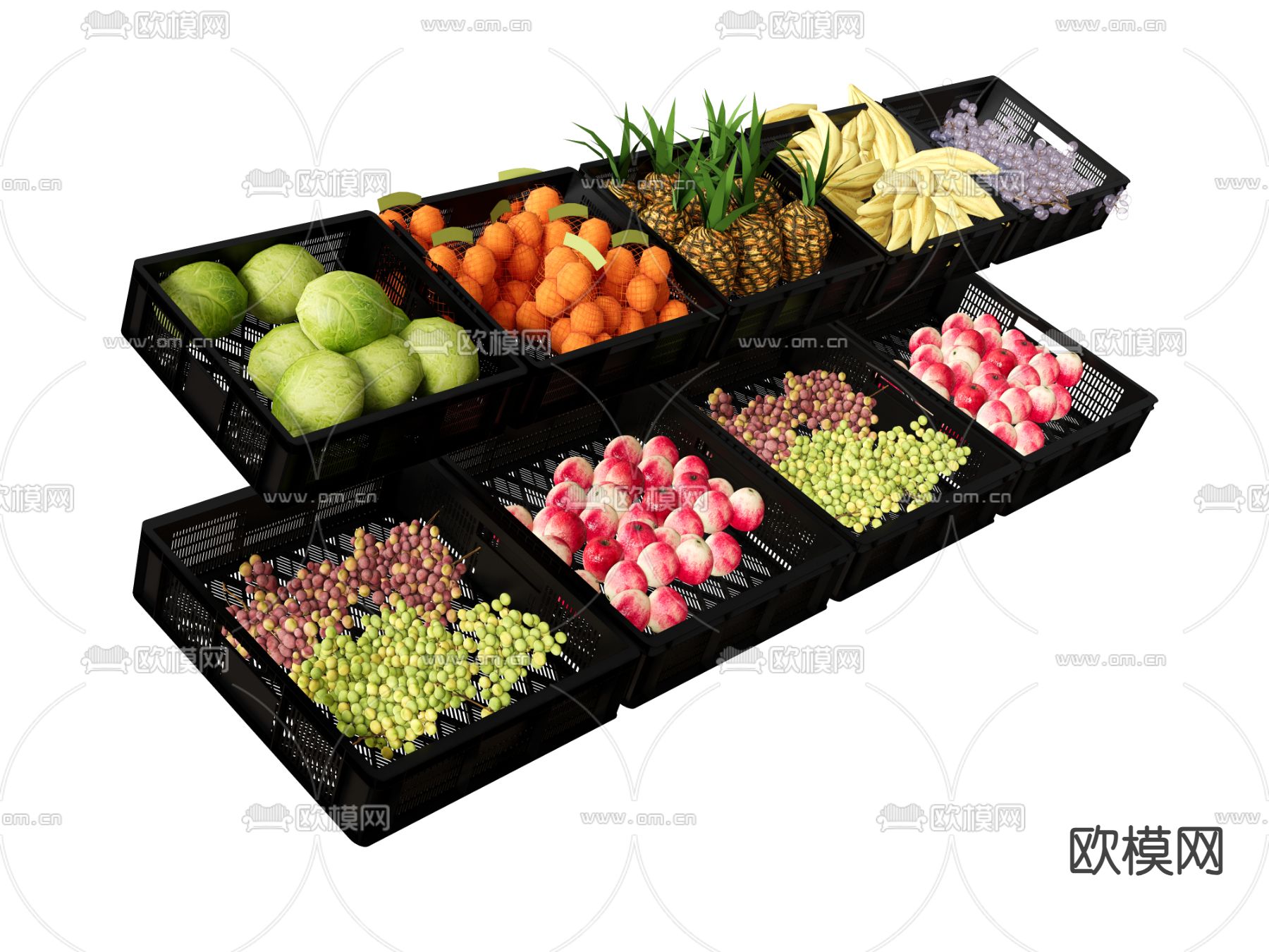 现代水果蔬菜 包菜空心菜su模型下载（渲染图2）