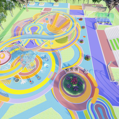  海洋主题乐园su模型 