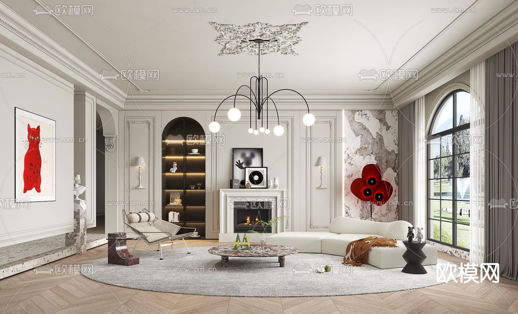 法式客厅3d模型下载