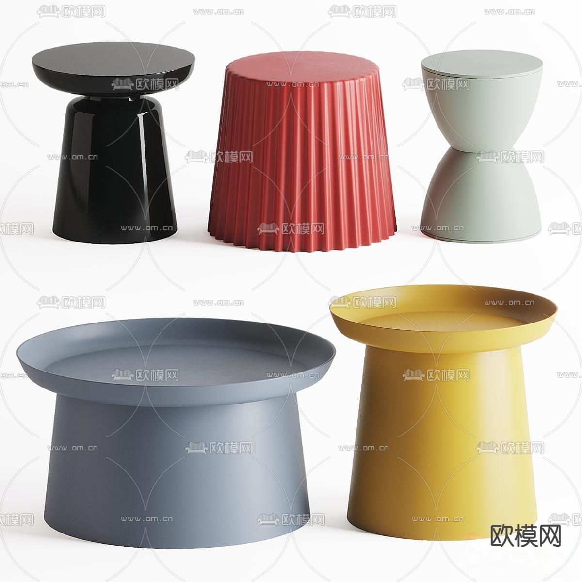 北欧角几 圆几 简约边几su模型下载（渲染图1）