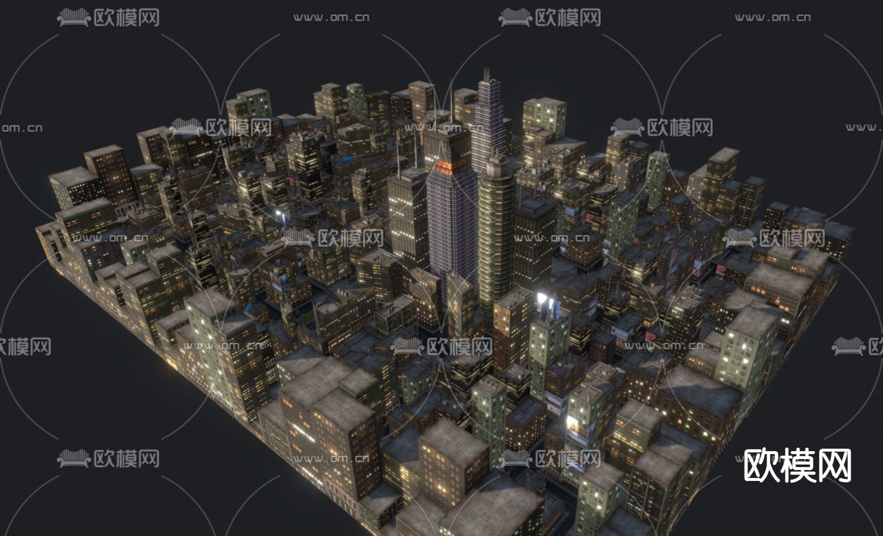 城市简模规划 城市建筑su模型下载（渲染图3）