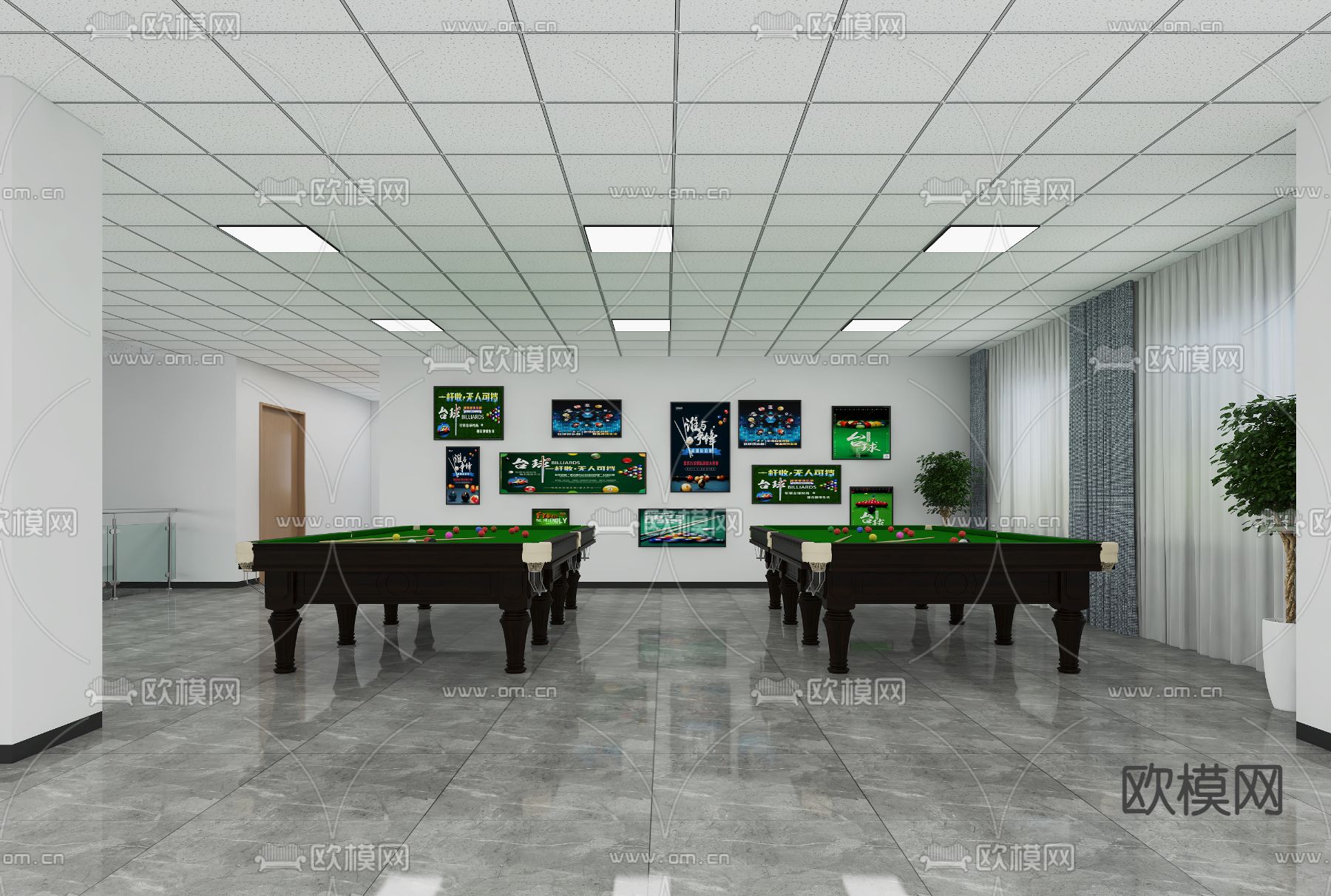 活动室 老年活动中心3d模型下载（渲染图3）