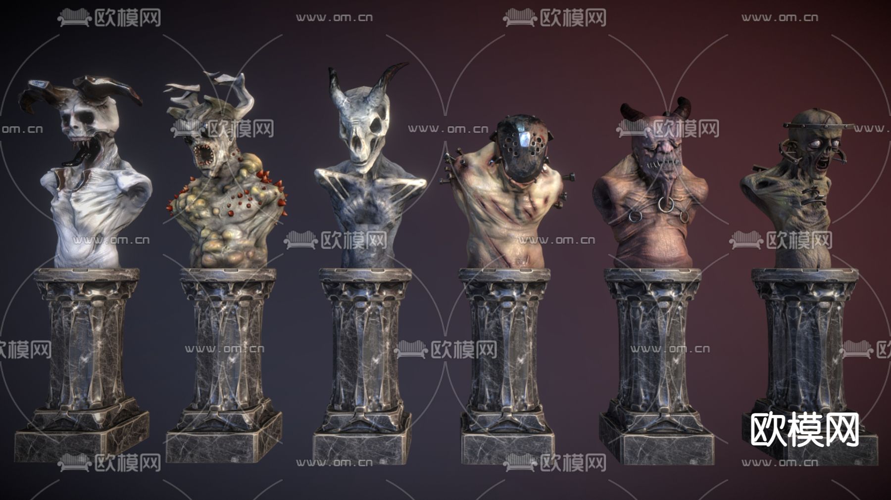 恐怖雕塑 景观雕塑 恐怖氛围小品su模型下载（渲染图1）