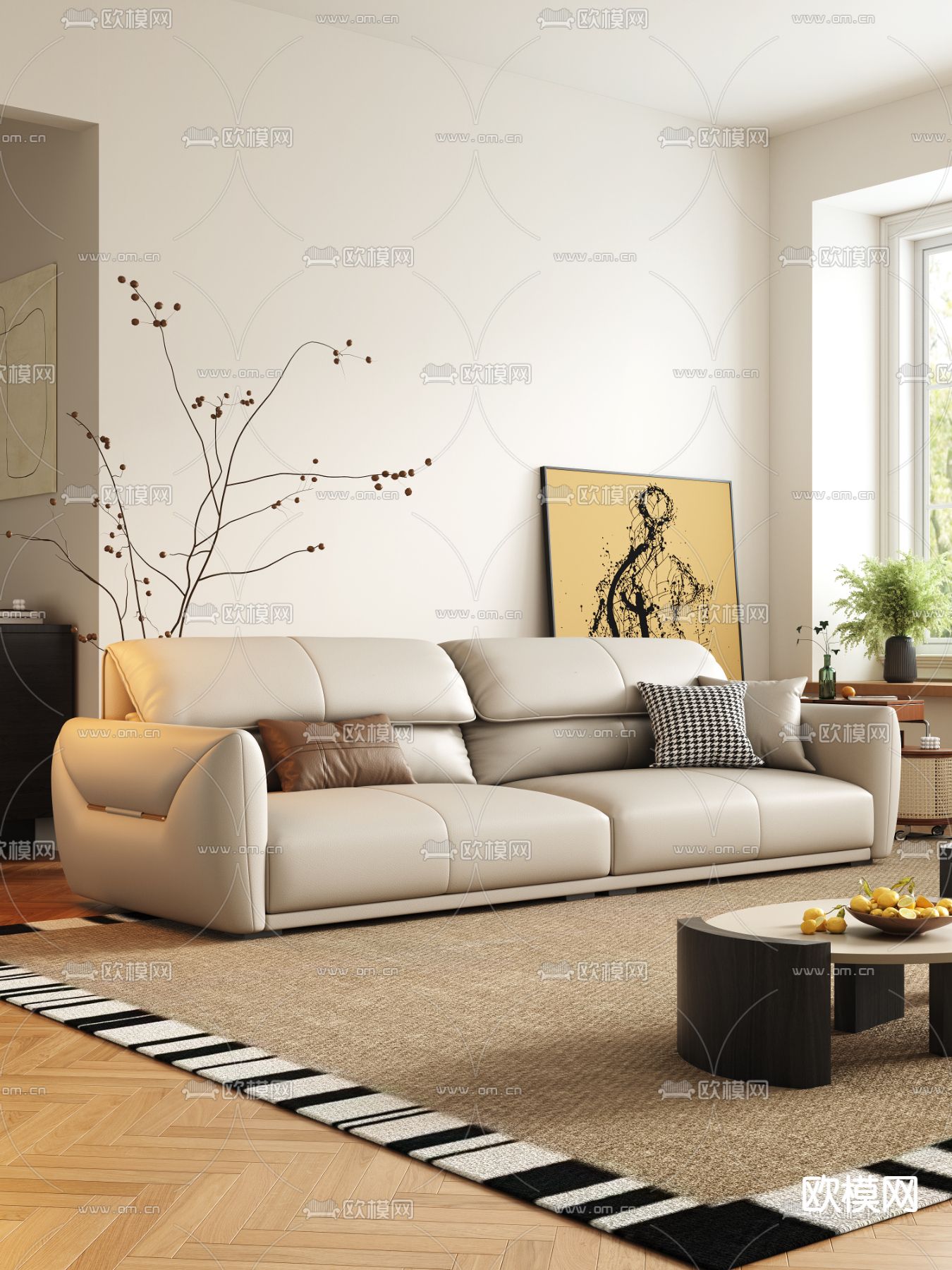 双人沙发 皮革沙发3d模型下载