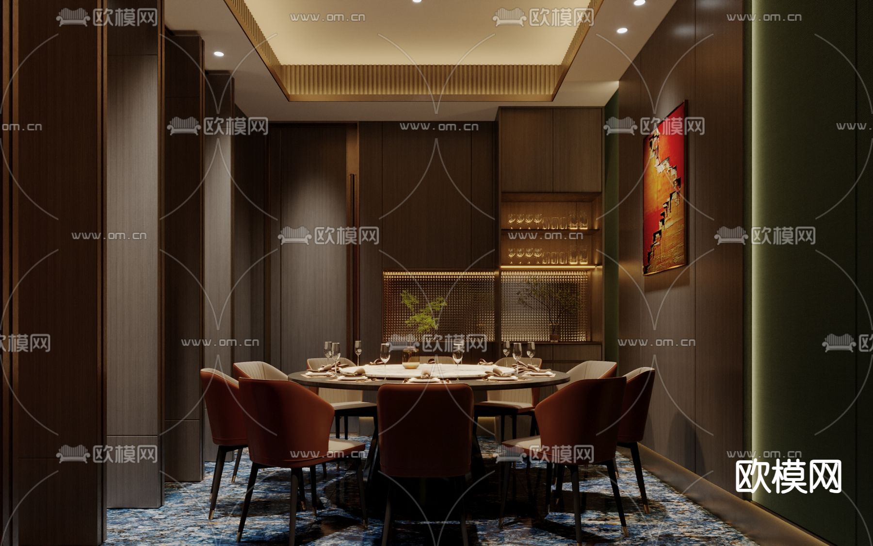 餐厅包厢 包房su模型下载（渲染图5）