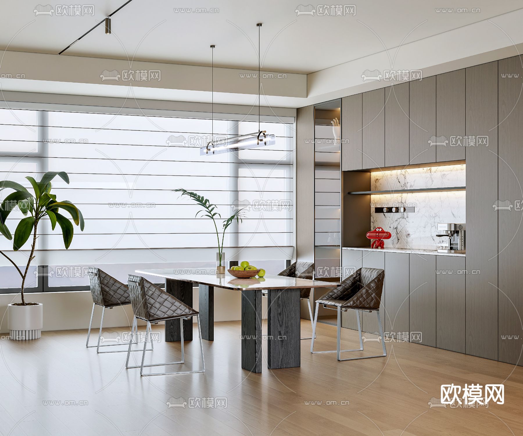 现代餐厅3d模型下载