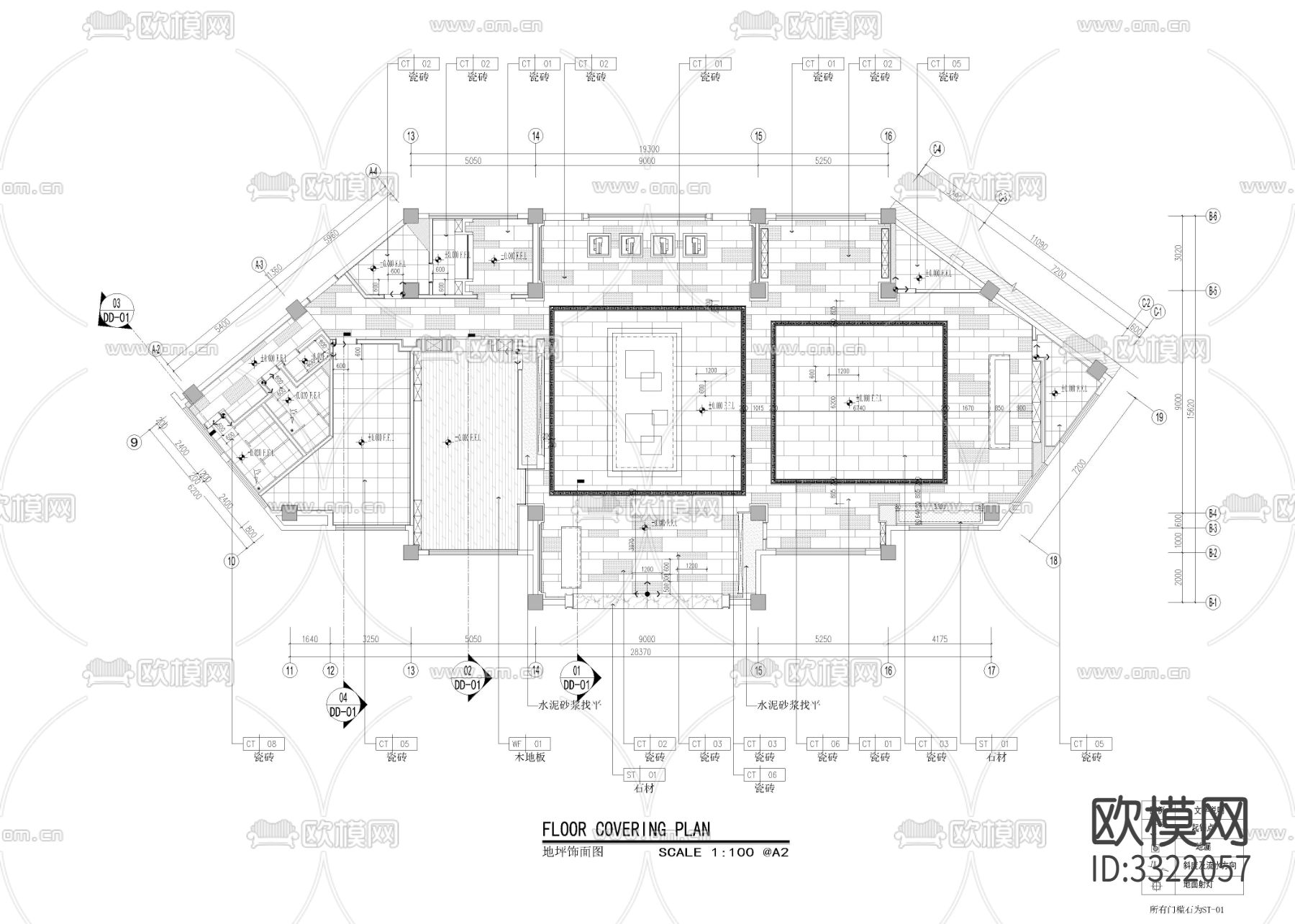 450㎡售楼处cad平面图下载（渲染图4）