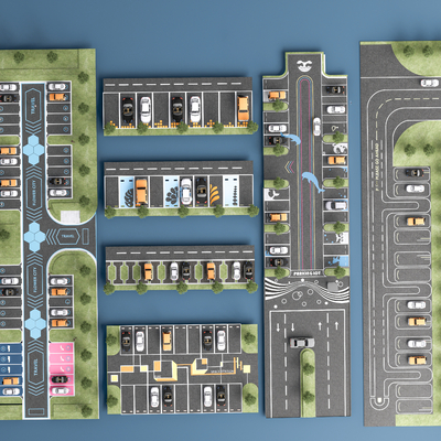  户外停车场su模型 