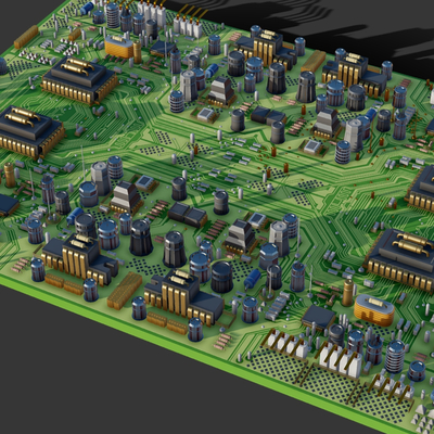  电脑主板 电子器件su模型 