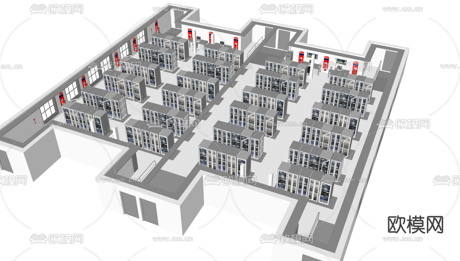 大数据机房su模型下载（渲染图1）