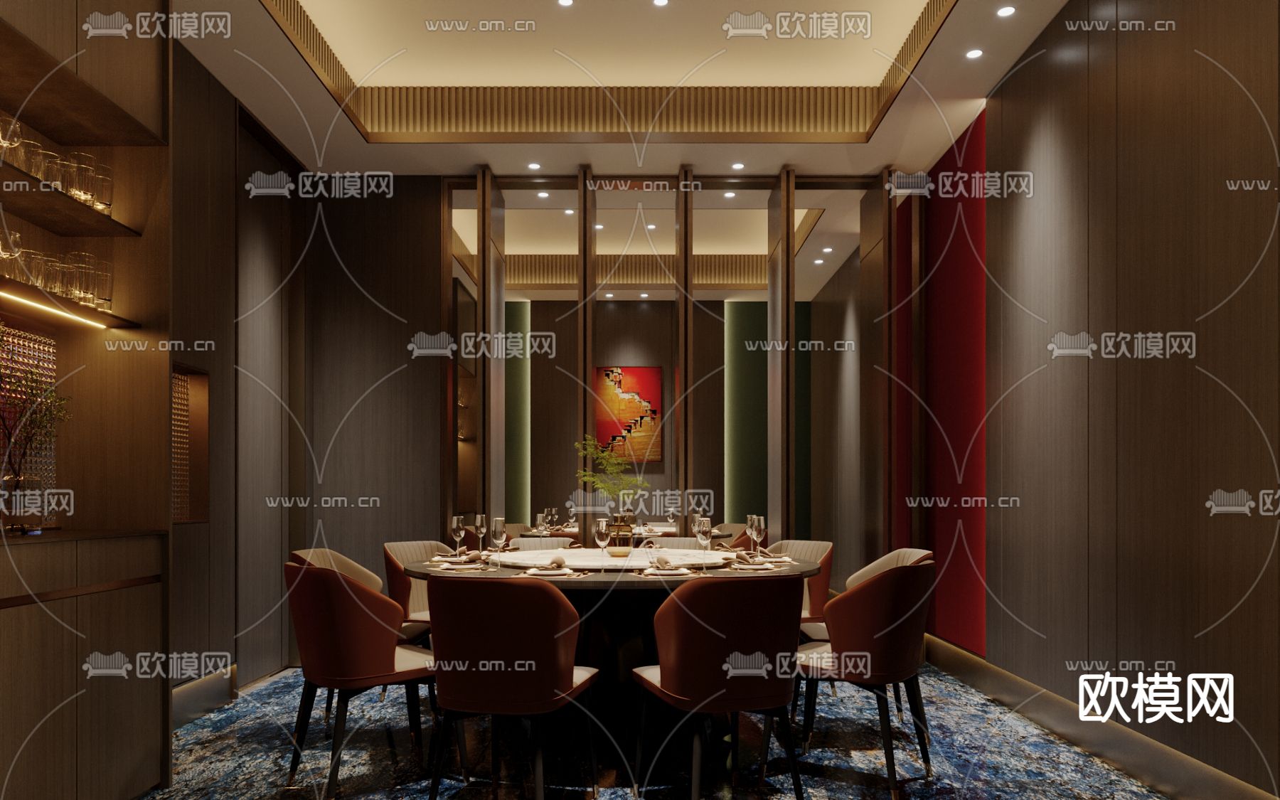 餐厅包厢 包房su模型下载（渲染图2）