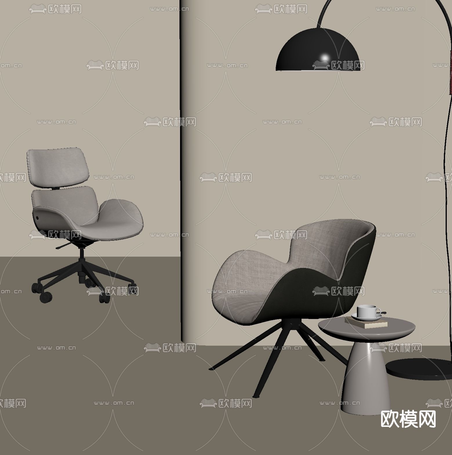 现代单人沙发su模型下载（渲染图1）