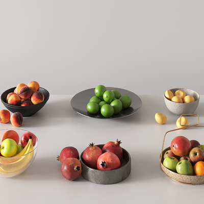  水果托盘 香蕉 苹果su模型 