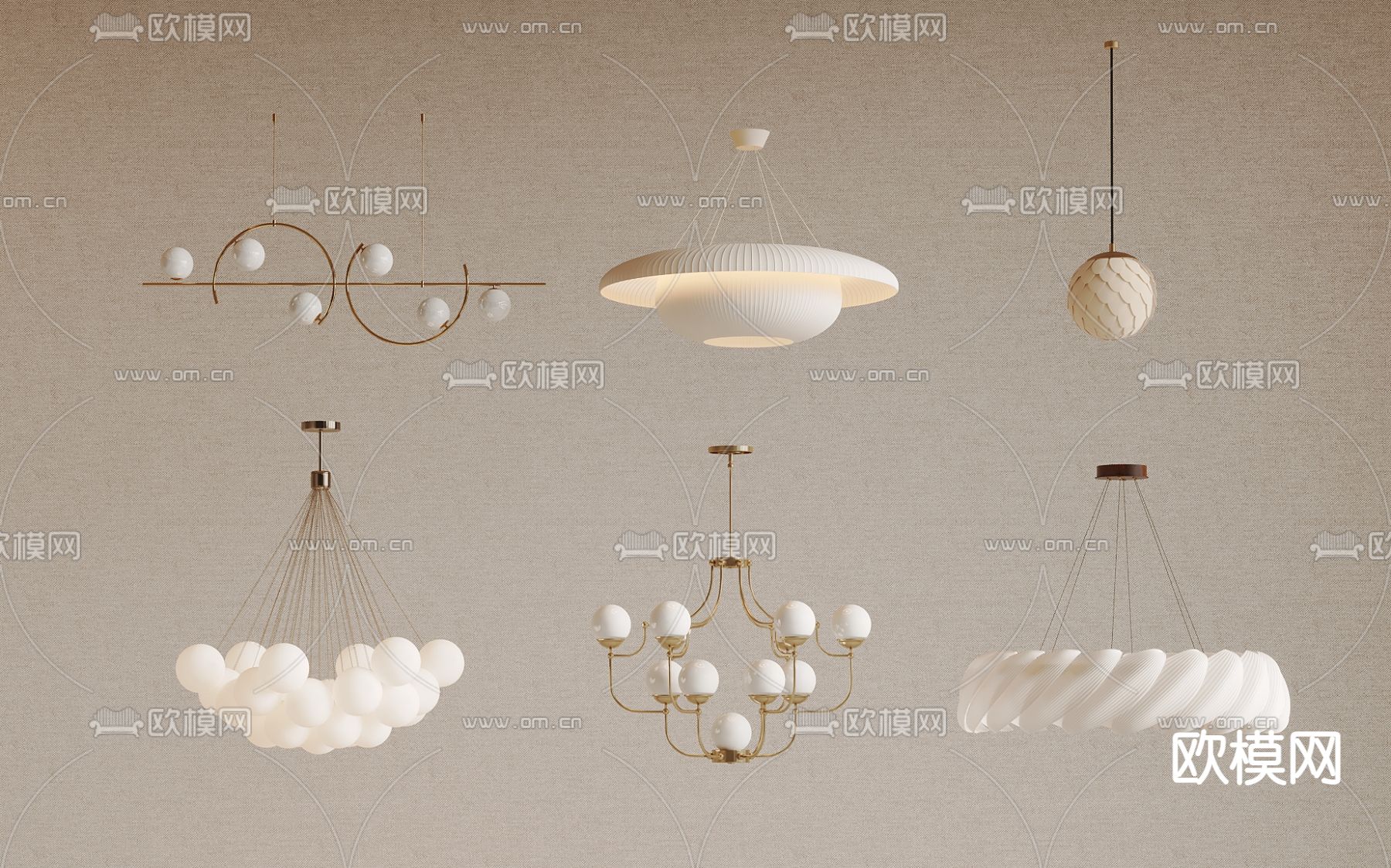 奶油风吊灯 大厅吊灯3d模型下载