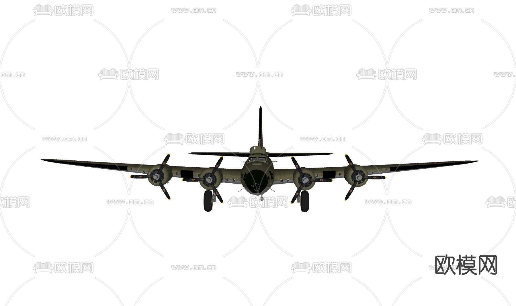 二战轰炸机 运输机 战斗机 螺旋桨飞机su模型下载（渲染图1）