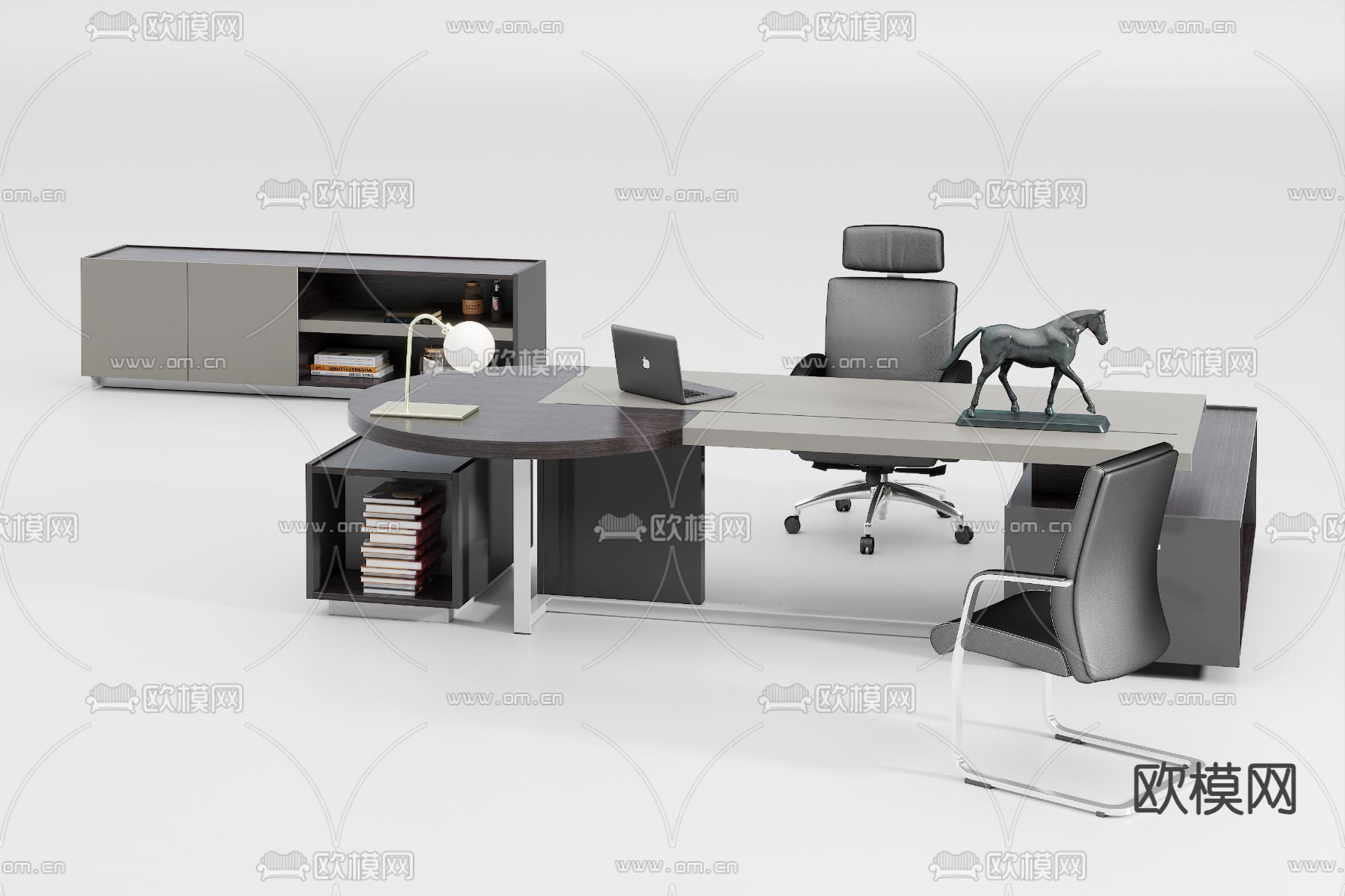 办公桌椅 班台桌su模型下载（渲染图2）