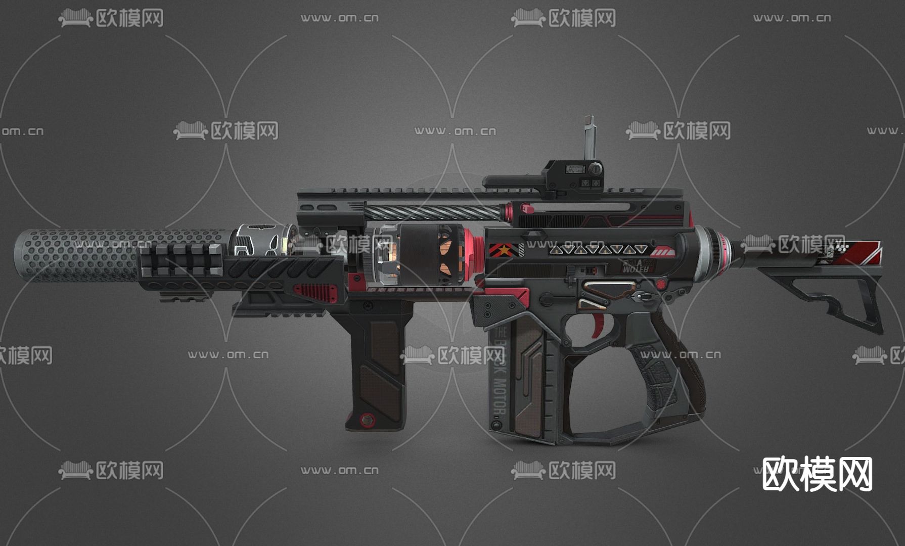 科技感武器 步枪枪械 游戏武器 游戏装备su模型下载（渲染图2）