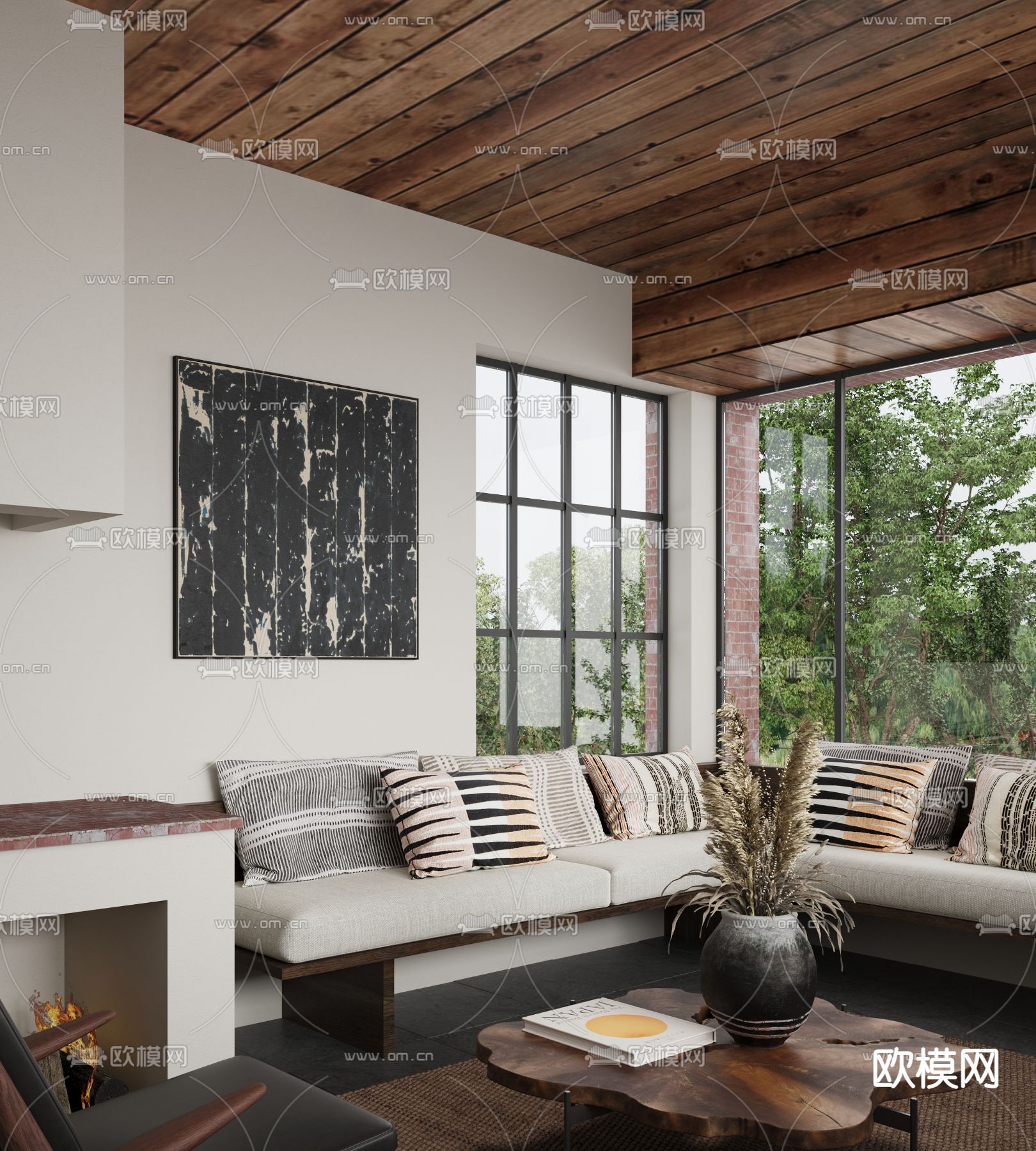 侘寂民宿 客厅3d模型下载