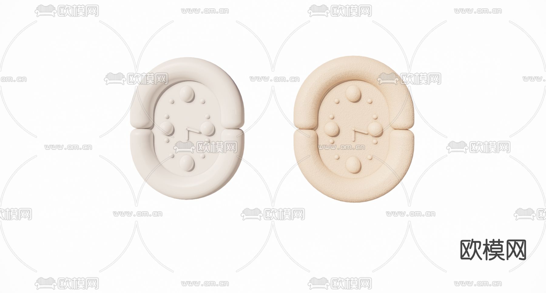 奶油风挂钟 钟表su模型下载（渲染图2）