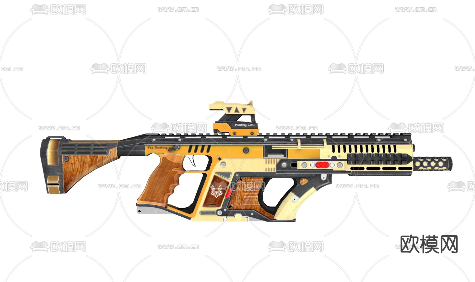 科技感武器 步枪枪械 游戏武器 游戏装备su模型下载（渲染图1）