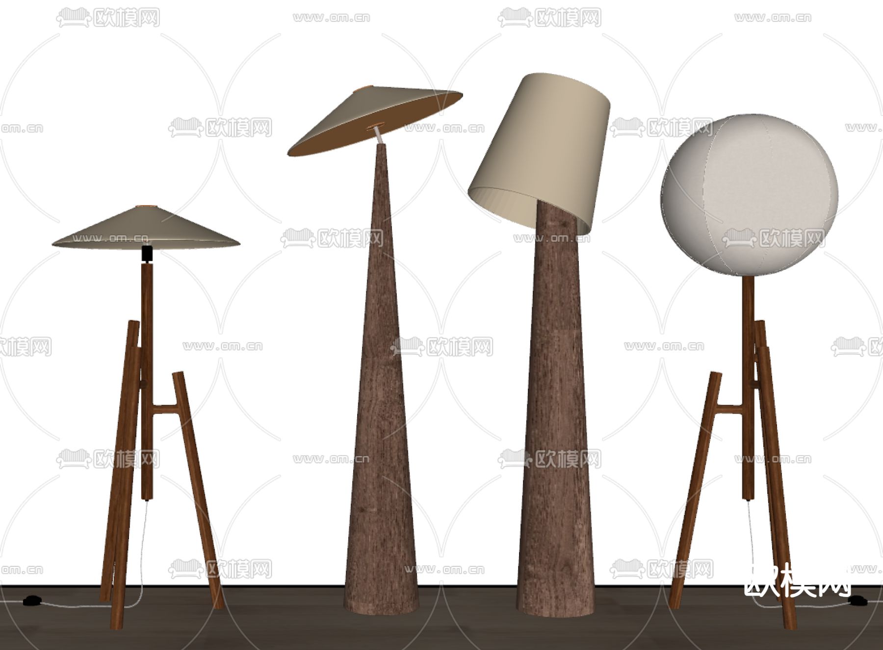 侘寂风落地灯su模型下载（渲染图1）