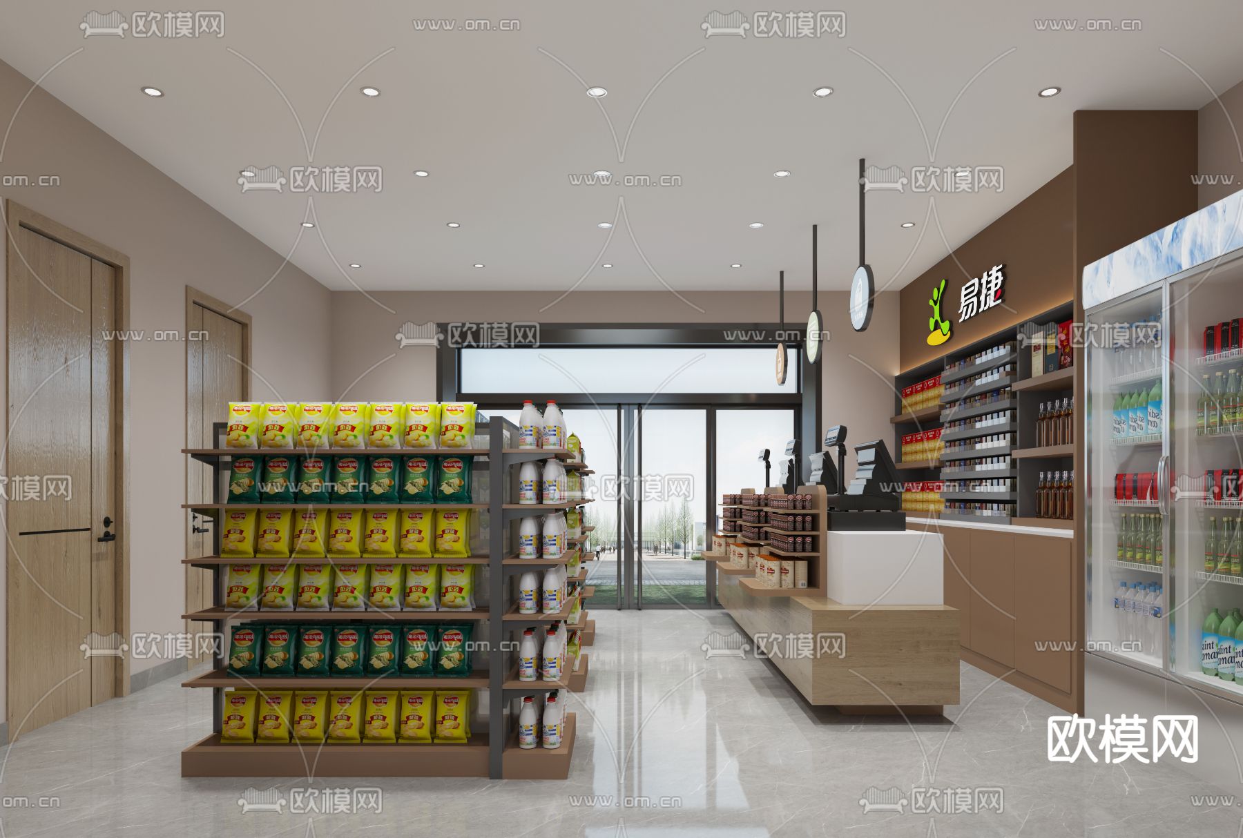 中石化易捷超市3d模型下载（渲染图2）