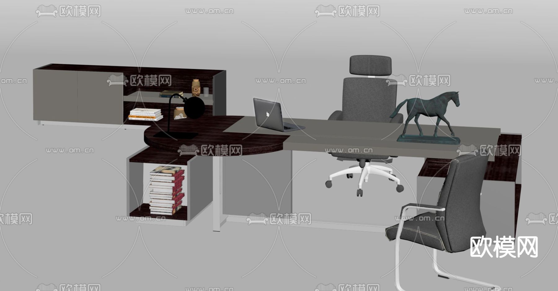 办公桌椅 班台桌su模型下载（渲染图1）
