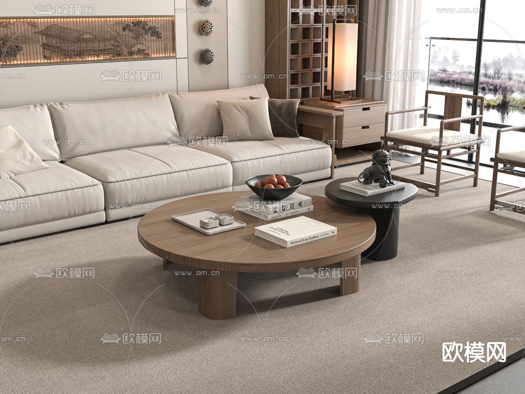 中古风茶几su模型下载（渲染图2）