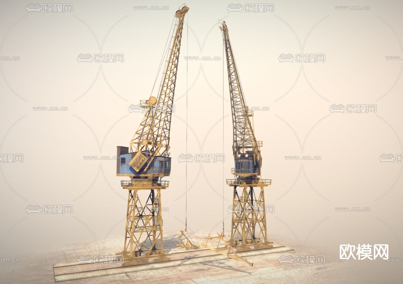 工业塔吊 起重机3d模型下载（渲染图1）