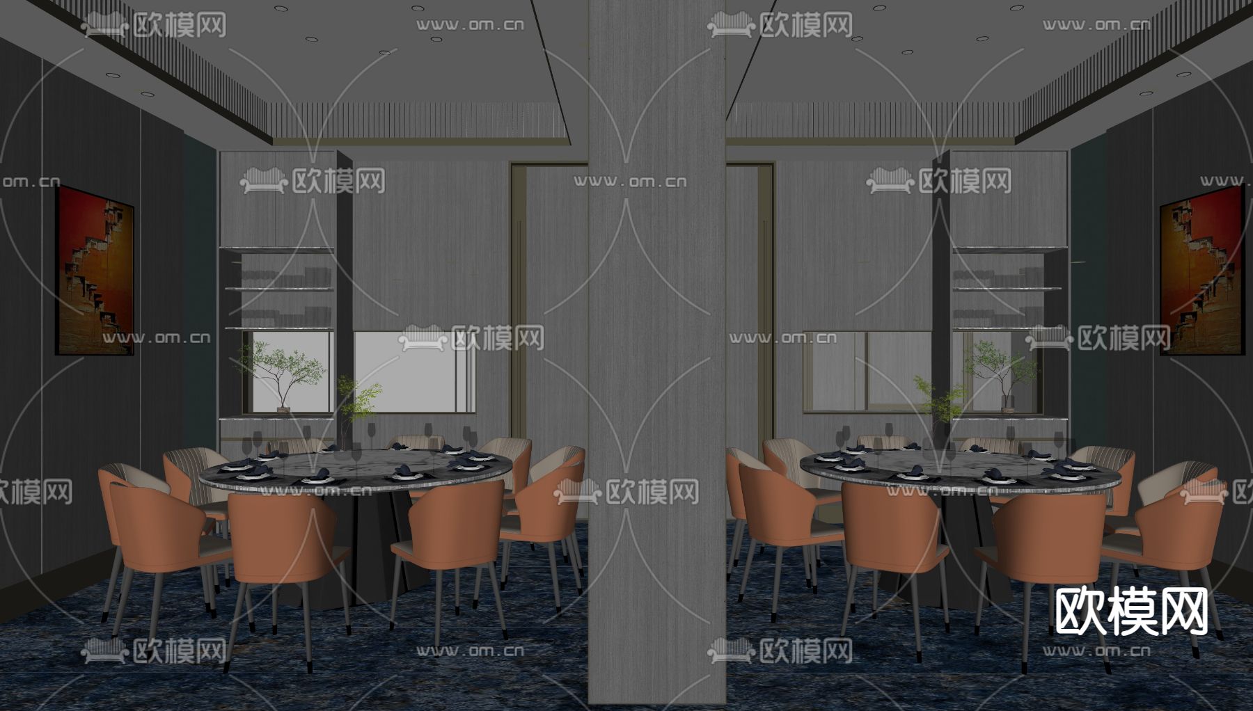 餐厅包厢 包房su模型下载（渲染图1）