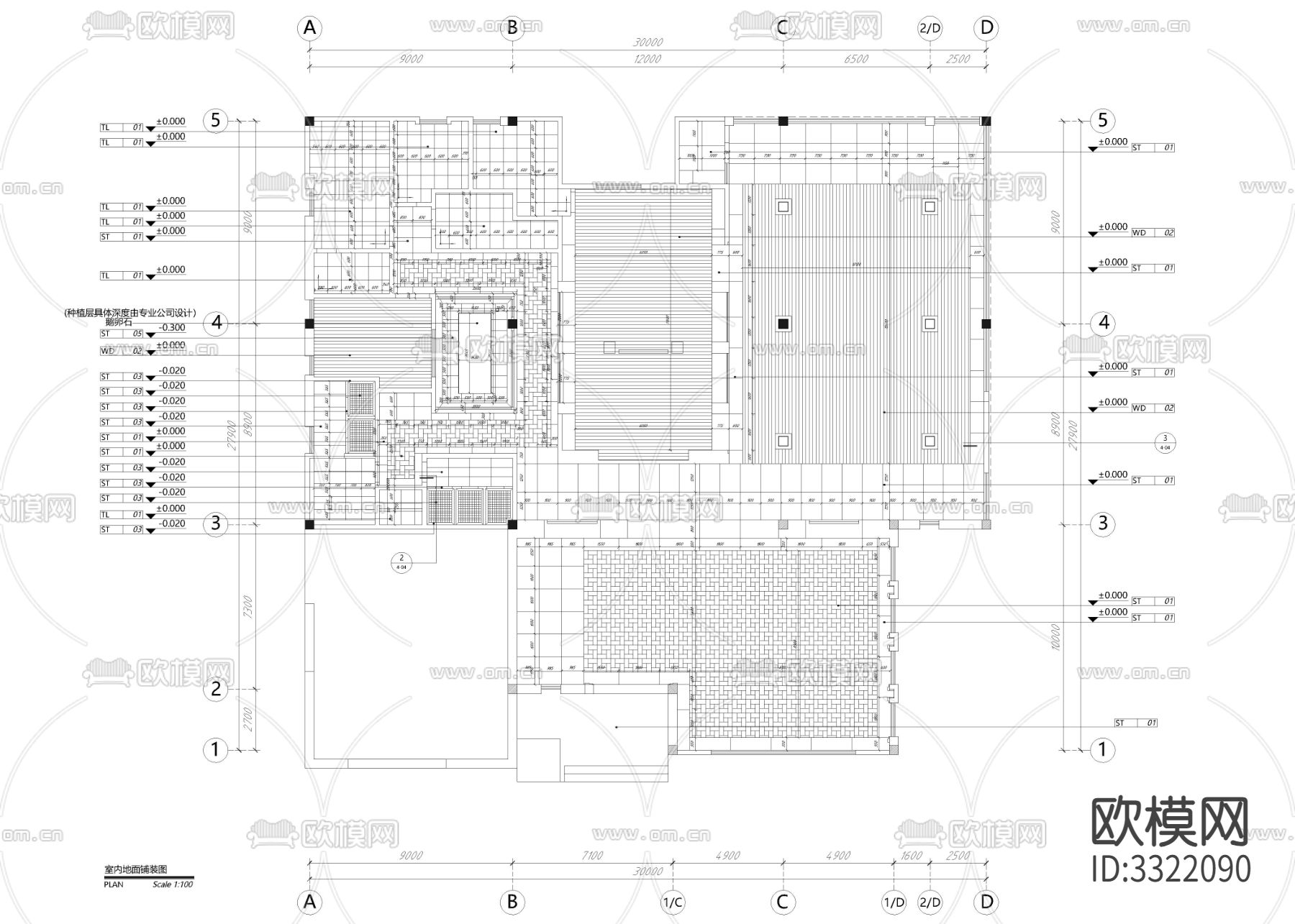 720㎡售楼处cad平面图下载（渲染图3）
