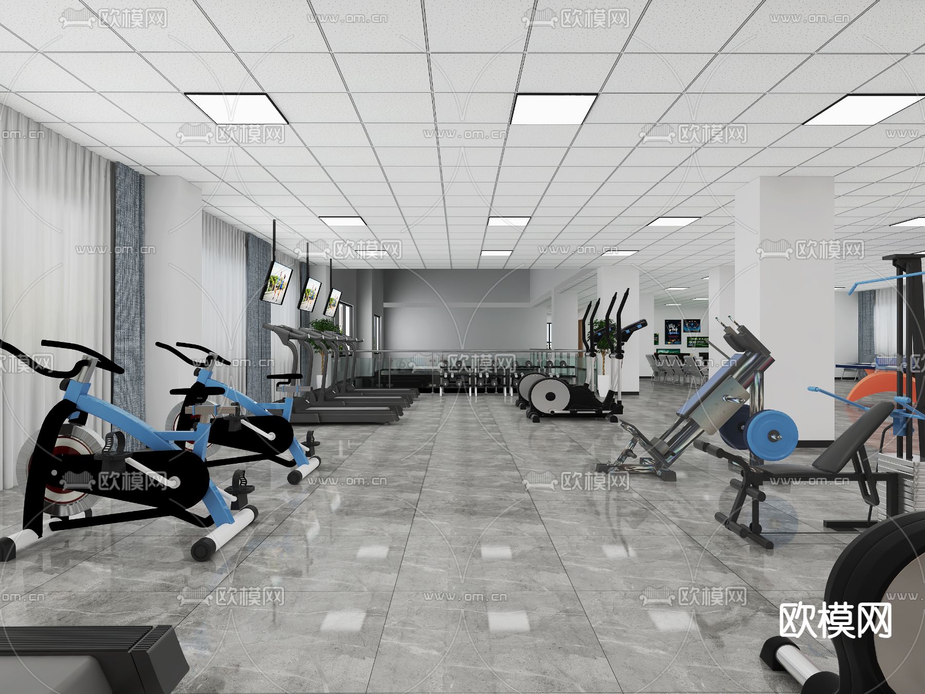 活动室 老年活动中心3d模型下载（渲染图2）