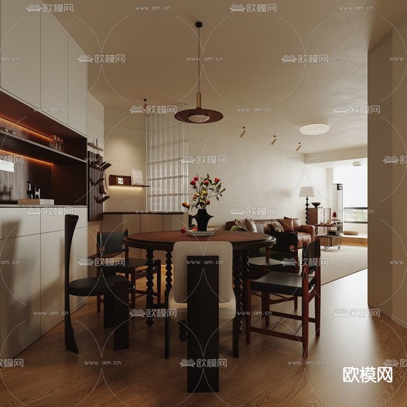 中古风客餐厅3d模型下载(渲染图3)