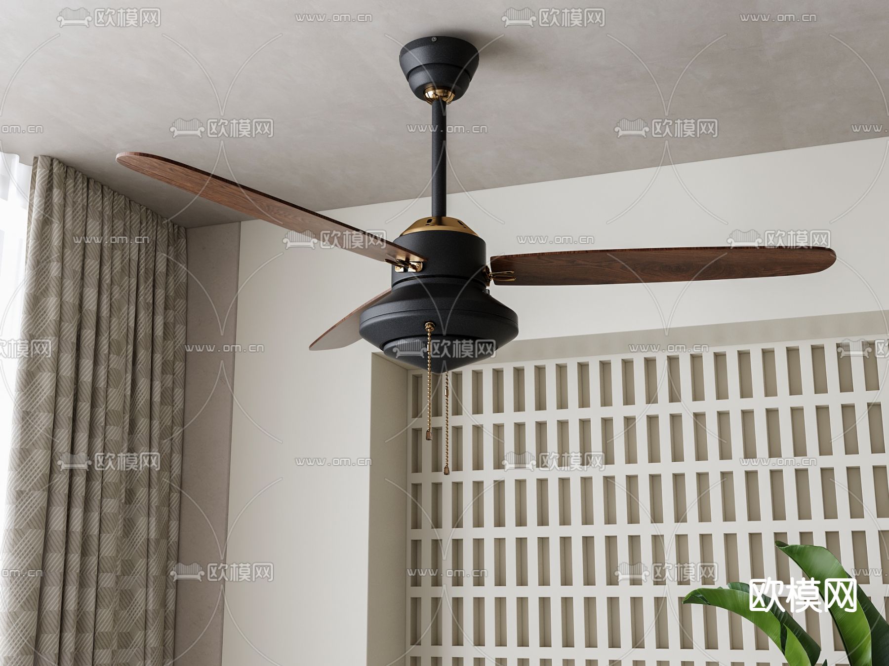 侘寂吊扇 风扇3d模型下载