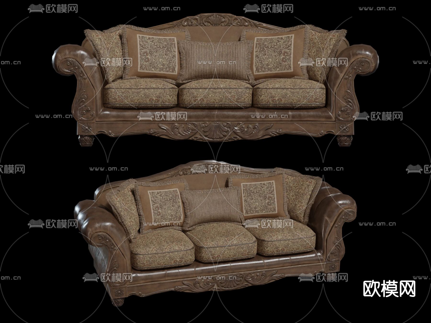 欧式多人沙发su模型下载（渲染图2）